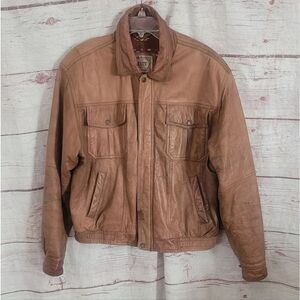 Rare Vintage Levi's Western Wear Leather Bomber Jacket Size Large